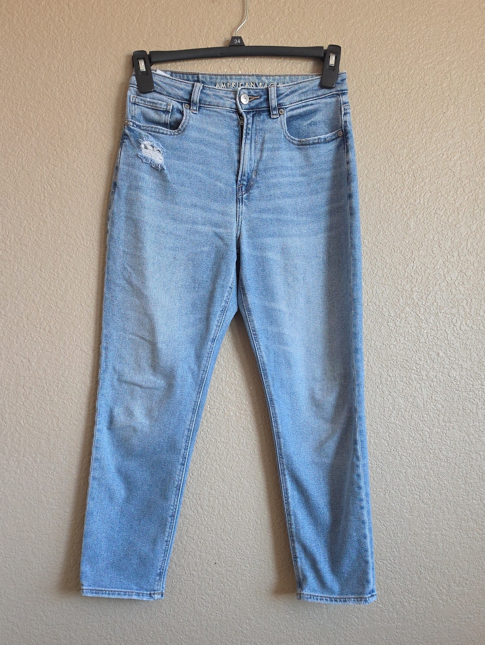 Light Blue Womens High-Rise Distressed Jeans